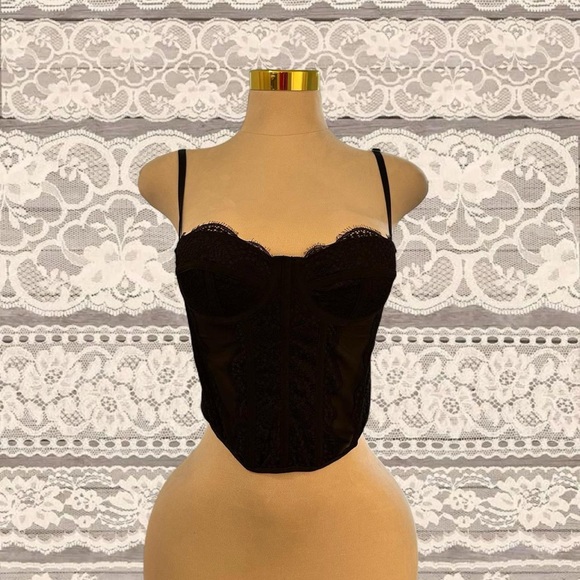 Vintage America Other - Black Lace Bustier Corset Top – Sexy Lingerie-Inspired Y2K Clubwear